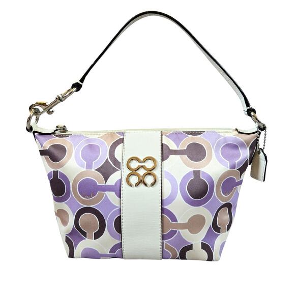 Coach Handbags - Y2K COACH Julia Outline Op Art Sateen Pouch Small Shoulder Bag 44837 Lilac 2000s